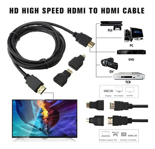 Cable con adaptadores 3 en 1 micro HDTB mini HDTV full HD - Image 3