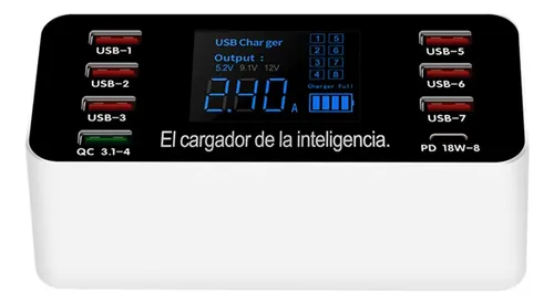 Cargador Usb + Tipo C Smart 8 Puertos Con Pantalla Wlx-ap9 - Image 3