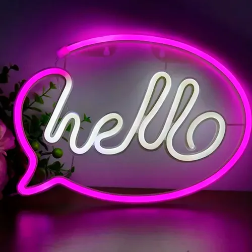 Cartel neón LED globo diálogo hello A33 - Image 4