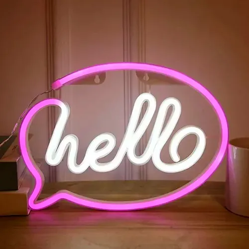 Cartel neón LED globo diálogo hello A33 - Image 6