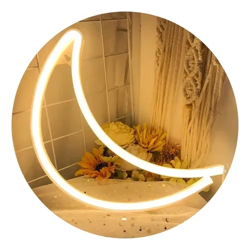 Cartel media luna neon a USB y a pilas A10