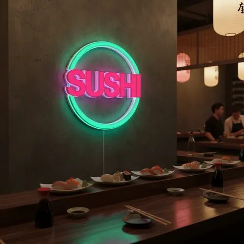 Cartel sushi con luz neón para negocios de comida 26248 - Image 2