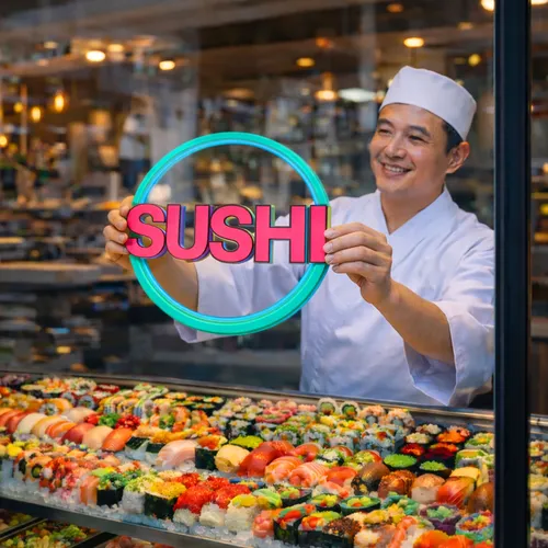 Cartel sushi con luz neón para negocios de comida 26248 - Image 3