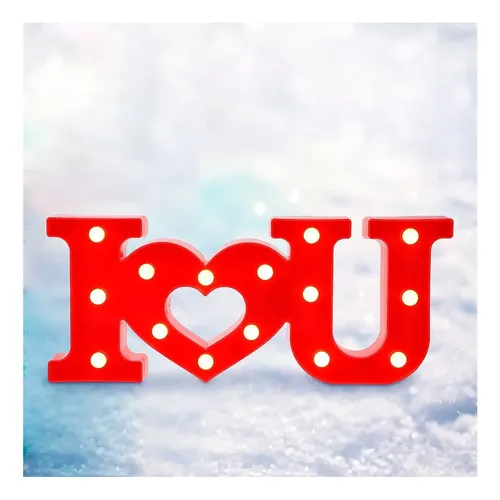 Cartel  I Love You con luces - 230022B - Imagen 3
