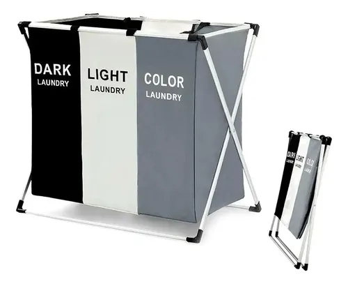 Cesto canasto triple plegable para ropa sucia de hogar lau3 - Image 1