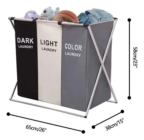Cesto canasto triple plegable para ropa sucia de hogar lau3 - Image 6