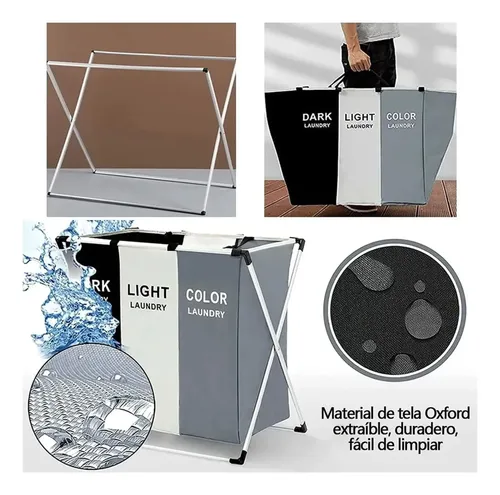Cesto canasto triple plegable para ropa sucia de hogar lau3 - Image 5