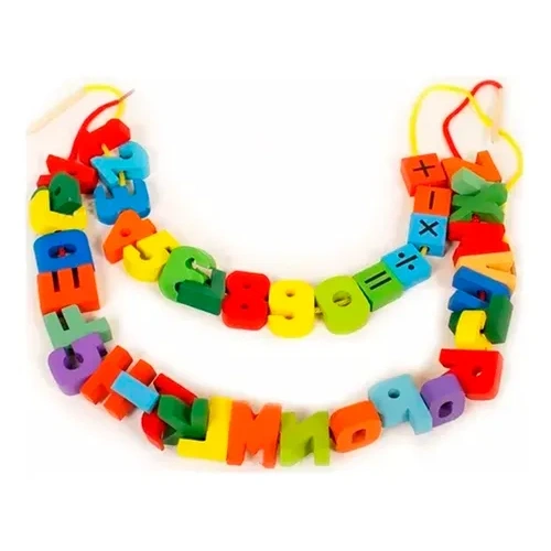 Collar Didactico Letras Numeros De Madera Infantil De Niños – vista superior