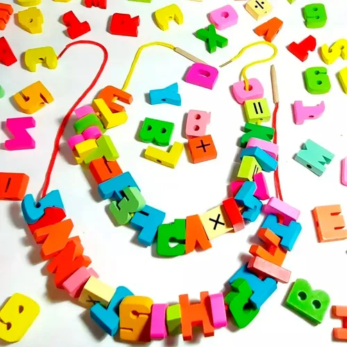 Collar Didactico Letras Numeros De Madera Infantil De Niños - Image 3