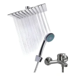 Combo Flor Ducha Cuadrada 20 Cm + Duchador 3 Funciones