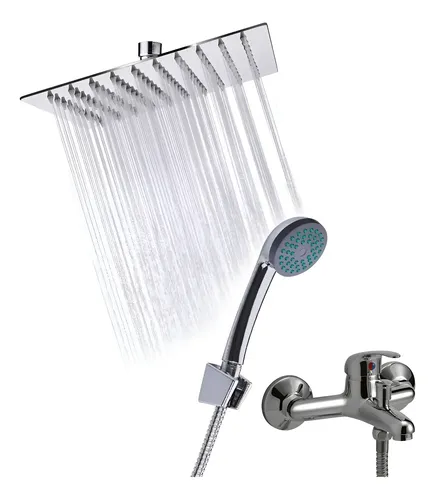 Combo Flor Ducha Cuadrada 20 Cm + Duchador 3 Funciones - Image 1