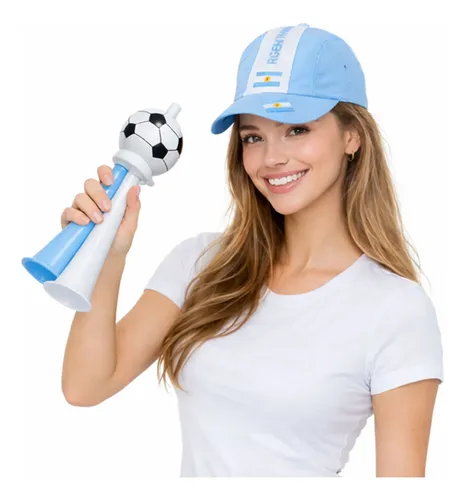 Combo gorra bordada y corneta selección Argentina – vista lateral