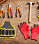 Combo guantes de trabajo 3 pinzas martillo y cinturón