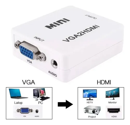 Conversor adaptador blanco vga hdmi full HD audio video - Image 4