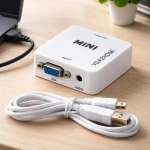 Conversor adaptador blanco vga hdmi full HD audio video - Image 2
