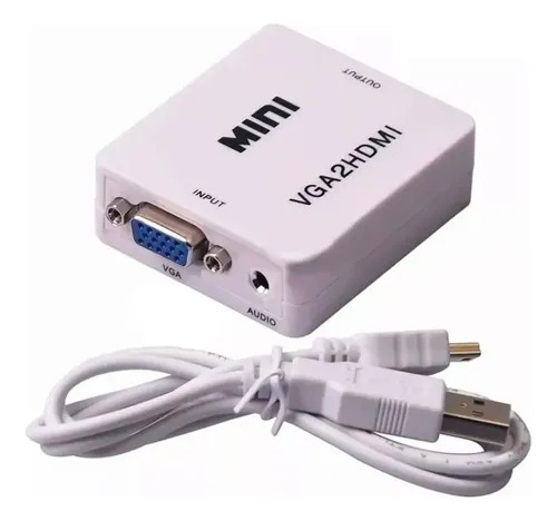 Conversor adaptador blanco vga hdmi full HD audio video - Image 1