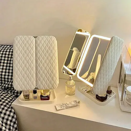 Espejo De Maquillaje Triple Con Luz Led Usb Belleza 241344 - Image 4