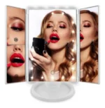 Espejo De Maquillaje Triple Con Luz Led Usb Belleza 241344 - Image 6
