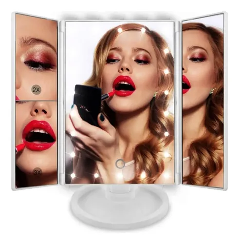 Espejo De Maquillaje Triple Con Luz Led Usb Belleza 241344 - Image 6