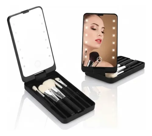 Espejo recargable con luz LED y brochas para maquillaje Hzj-642 - Image 21
