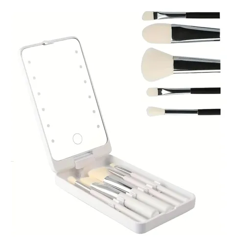 Espejo recargable con luz LED y brochas para maquillaje Hzj-642 - Image 11