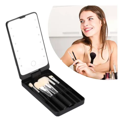 Espejo recargable con luz LED y brochas para maquillaje Hzj-642 - Image 19