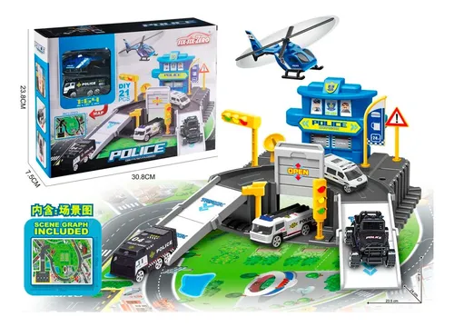 Estación juguete policía helicóptero camión 24 piezas 38005 - Image 4