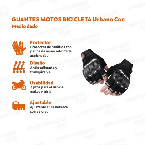 Guantes Medio Dedo Urbano Con Proteccion Motos Bicicleta - Image 11