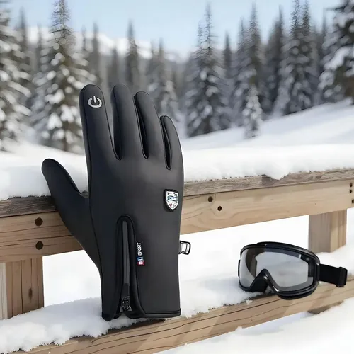 Guantes Térmicos Con Cierre Invierno Esquiar Tactil Touch M Negro - Imagen 15