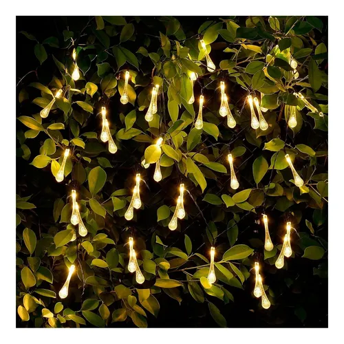 Guirnalda luces solar LED cálidas 20 gotas Xh612 - Image 4