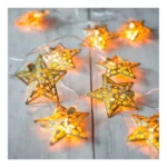 Guirnalda con luces led cálidas con forma de estrellas de metal 2,9 Mts 220v - Image 4