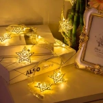 Guirnalda con luces led cálidas con forma de estrellas de metal 2,9 Mts 220v - Image 6