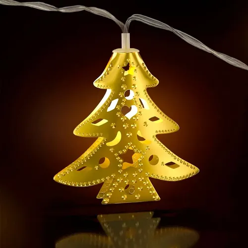 Guirnalda navideña en forma de pinos Led de metal con luces cálidas 2,9 mts 220v - Image 4