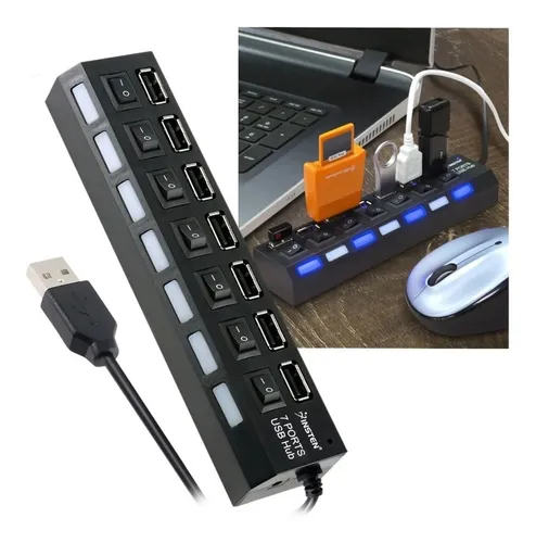 Hub Usb 7 Puertos Multiplicador Extensor Carga Y Datos Aae - Imagen 11