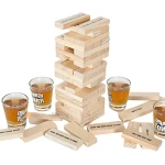 Juego de mesa yenga + 4 vasos shot – vista lateral