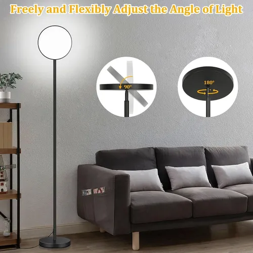 Lampara Led De Pie Disco Direccionable 180 Grados Pl-014 Negro - Image 5