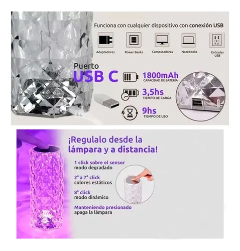 Lámpara LED táctil de acrílico USB recargable S0265 - Image 6