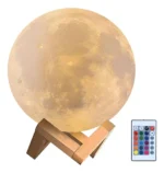 Velador luna multicolor táctil con soporte - 13 cm