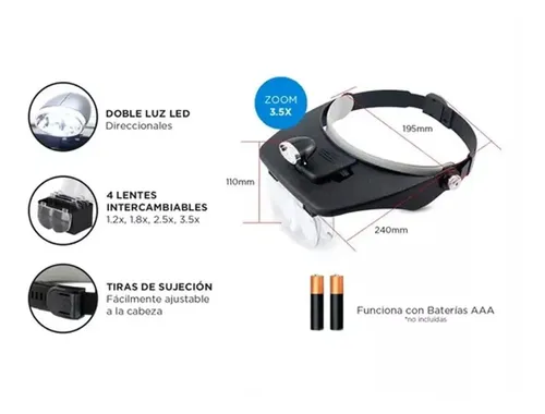 Lentes Lupa 4 Aumentos Luz Led Para Trabajos De Precisión - Image 5