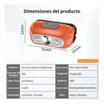 Linterna minero led vincha recargable usb con sensor et8776 - Imagen 6