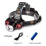 Linterna triple led recargable minero - 5000 lumens y 4 modos - Image 2