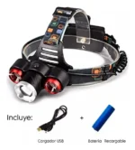 Linterna triple led recargable minero - 5000 lumens y 4 modos - Image 2