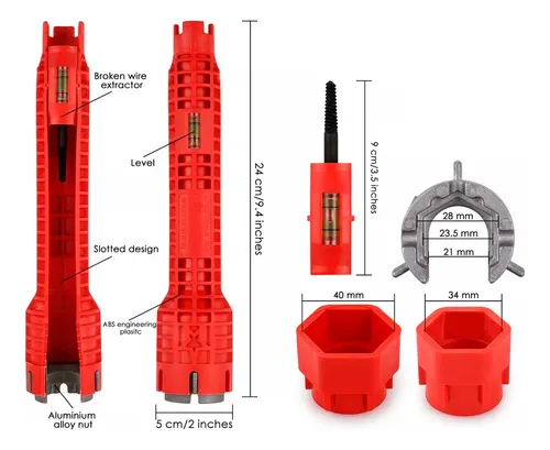 Llave Tuerca Lavatorio Plomero 8 En 1 Baño Cocina S1022 - Imagen 7