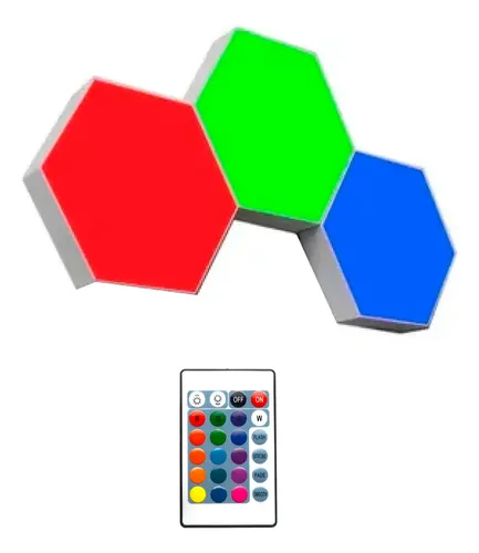 Luces Led Rgb Set X 3 Hexagonal Pared + Control Remoto 7096 - Image 6