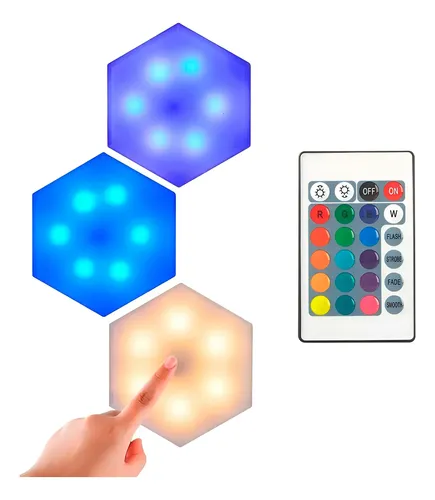 Luces Led Rgb Set X 3 Hexagonal Pared + Control Remoto 7096 - Image 1