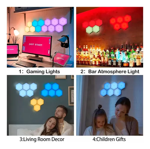 Luces Led Rgb Set X 3 Hexagonal Pared + Control Remoto 7096 - Image 3