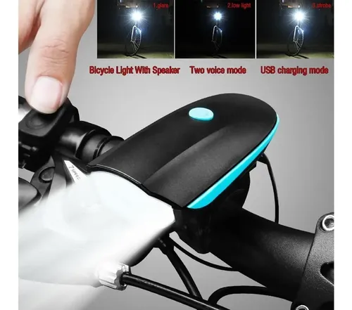 Luz Led Delantera Y Bocina Para Bicicleta Recargable Usb - Image 6