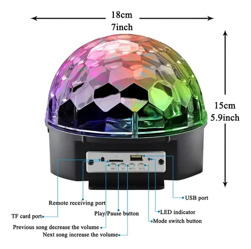 Bola luz LED RGB Jellytec light con control remoto mp3 - Image 3