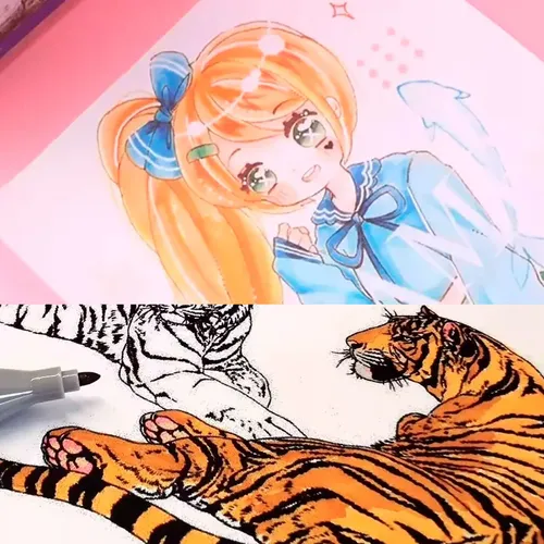 Marcadores Fibrones Doble Punta X 12 Colores + Estuche M7931 - Image 4