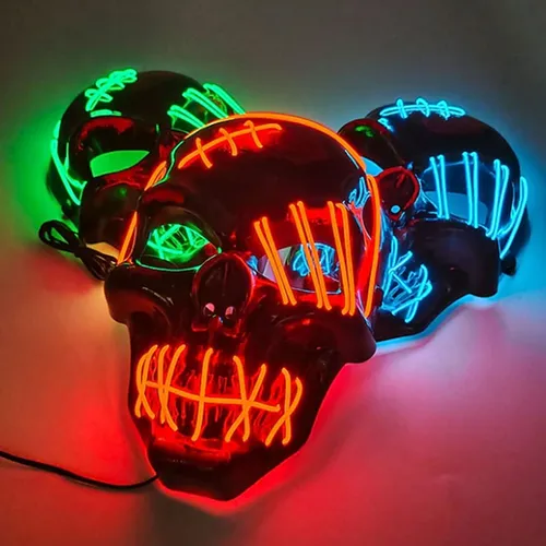 Máscara de calavera con luz neón LED para fiestas Yjo917 - Image 13